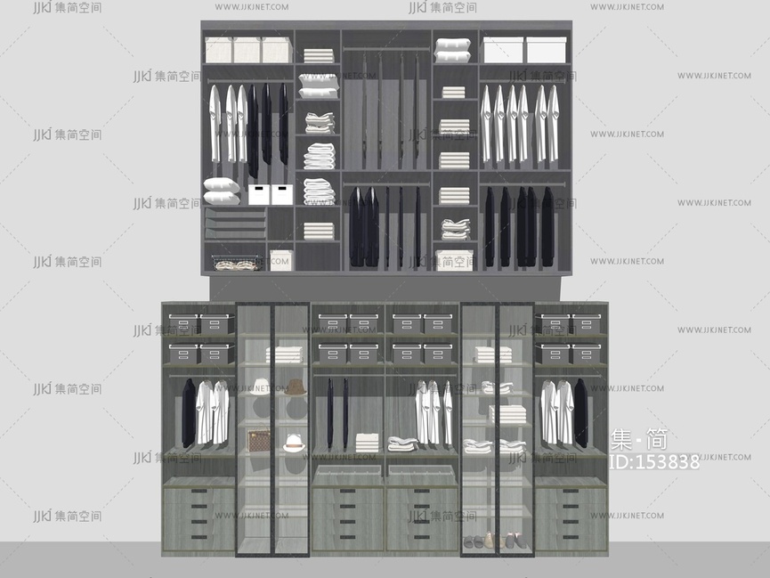 现代风格卧室衣柜 su草图模型