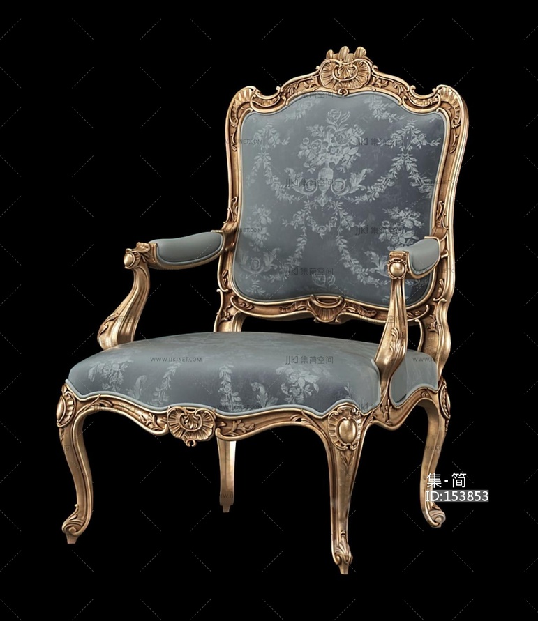 欧式单人沙发_布艺沙发_客厅沙发3D模型