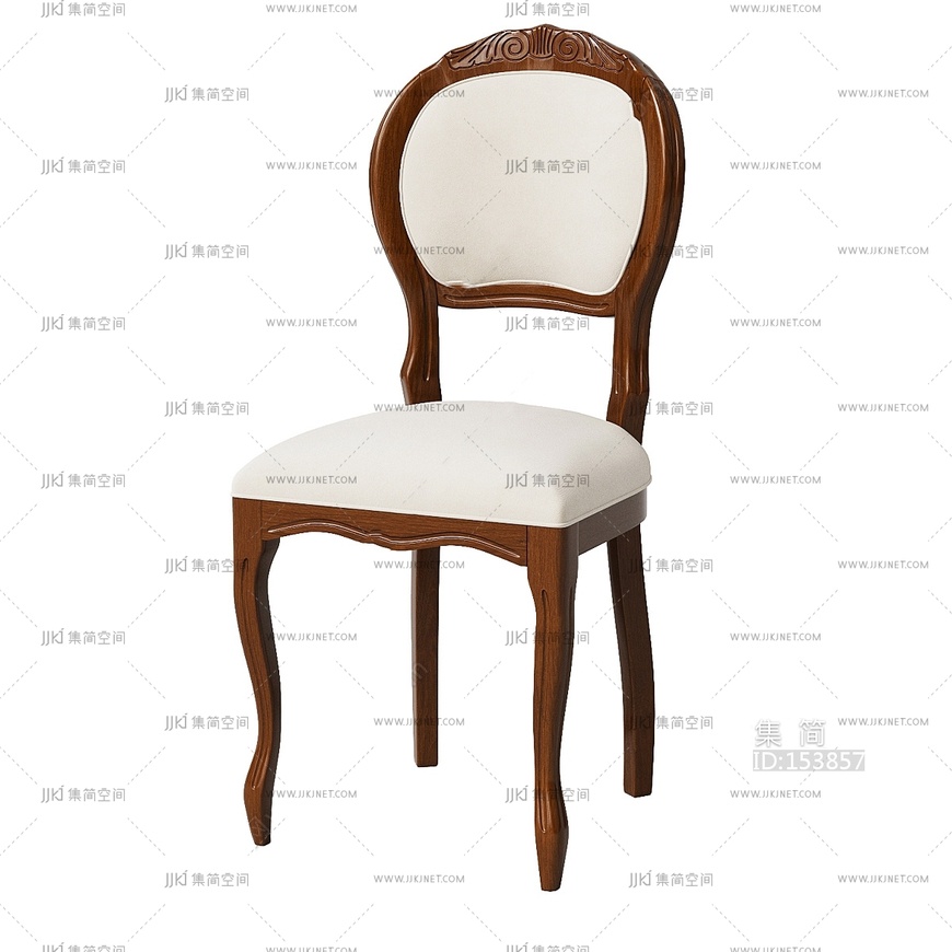 美式欧式餐椅_古典单椅3D模型