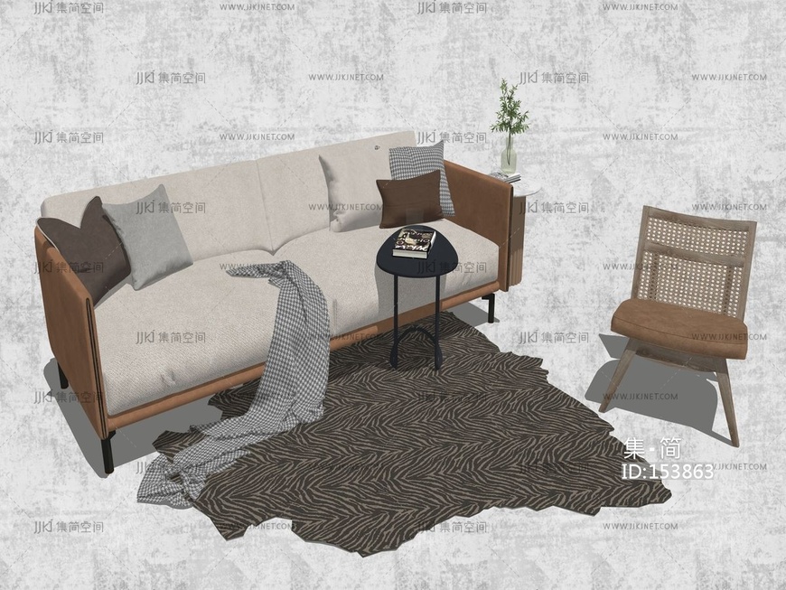 现代简约多人沙发 su草图模型