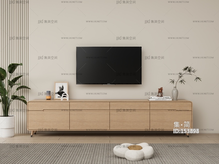 北欧原木风电视柜SU模型
