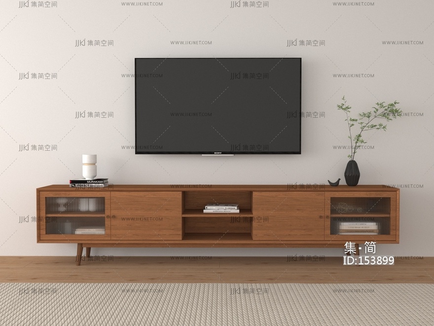 北欧原木风电视柜3D模型