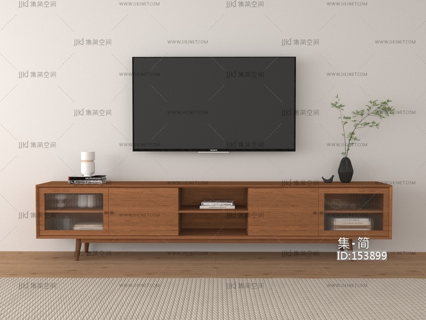 北欧原木风电视柜3D模型