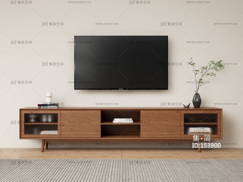 北欧原木风电视柜 SU模型
