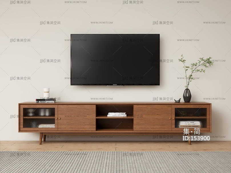 北欧原木风电视柜 SU模型
