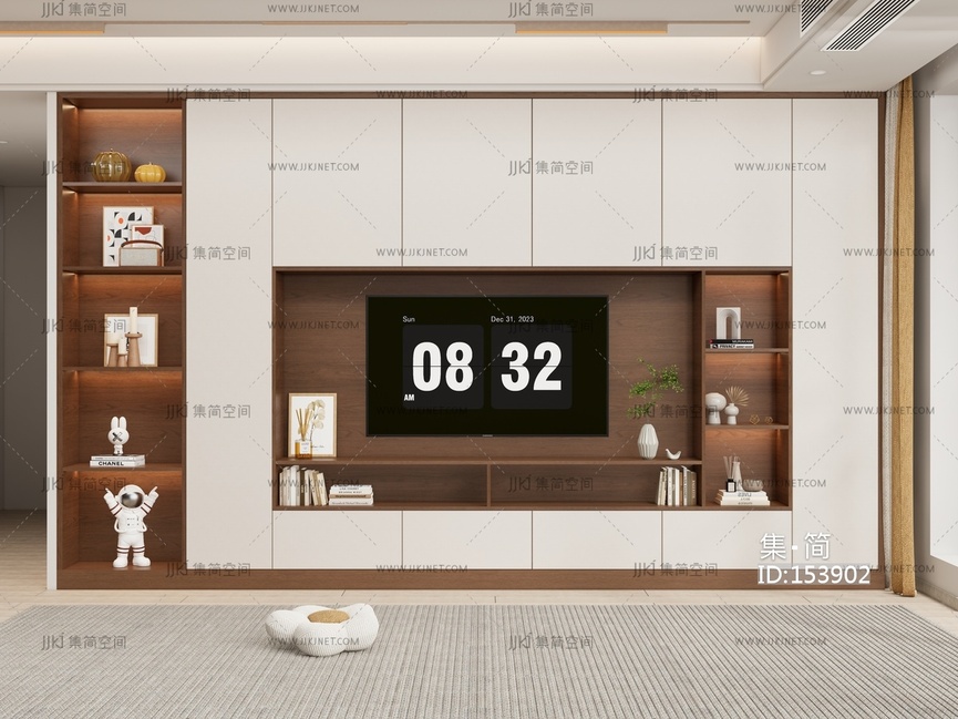 现代电视背景墙SU模型