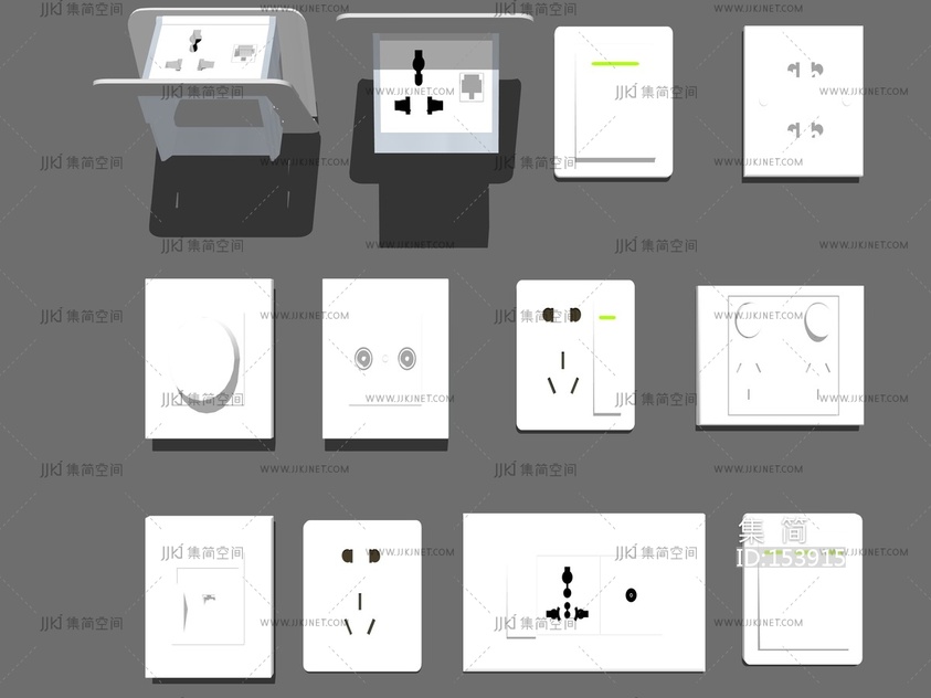 现代开关插座地插组合 su草图模型