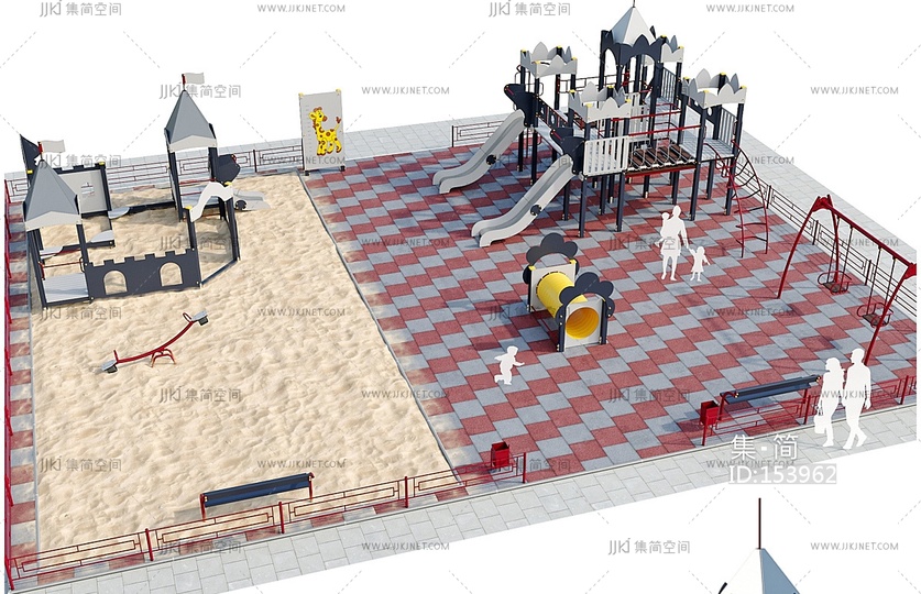 儿童器材_儿童游乐场_沙滩_淘气堡_滑梯3D模型