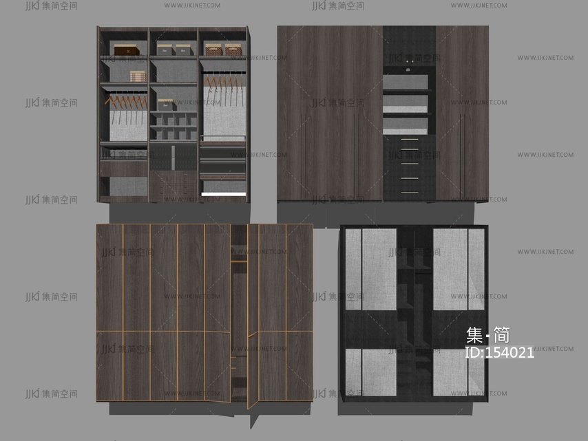 现代衣柜 su草图模型