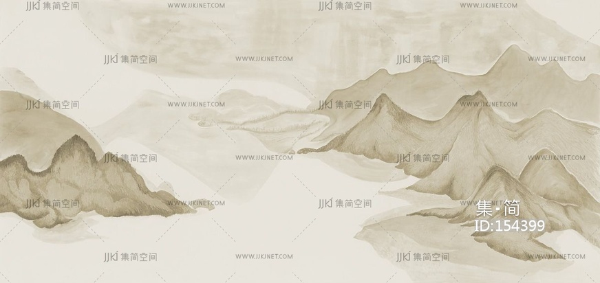 新中式山脉壁纸壁画背景画壁布 (2)