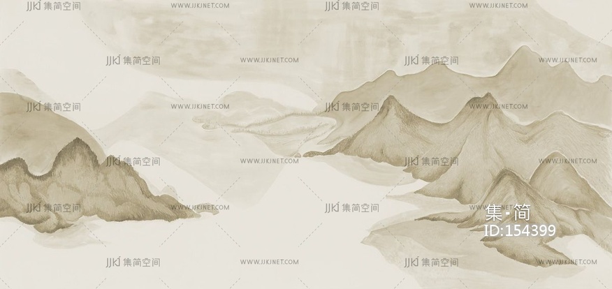 新中式山脉壁纸壁画背景画壁布 (2)