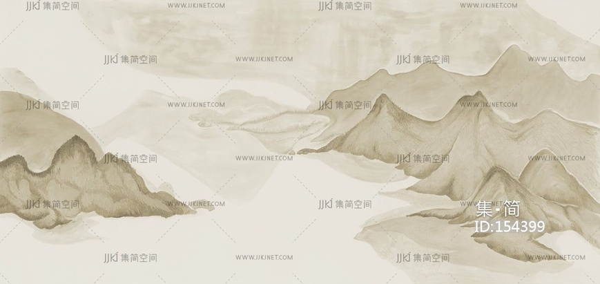 新中式山脉壁纸壁画背景画壁布 (2)
