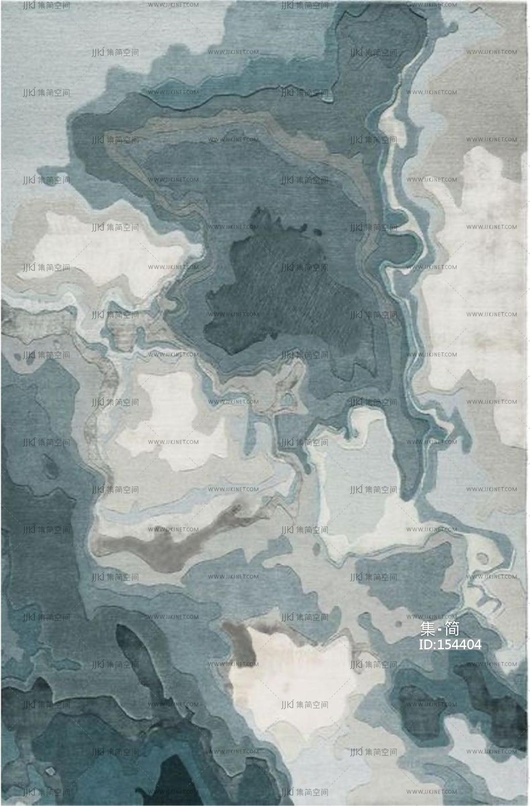 新中式抽象地毯流水水纹形状地毯抽象地毯 (5)