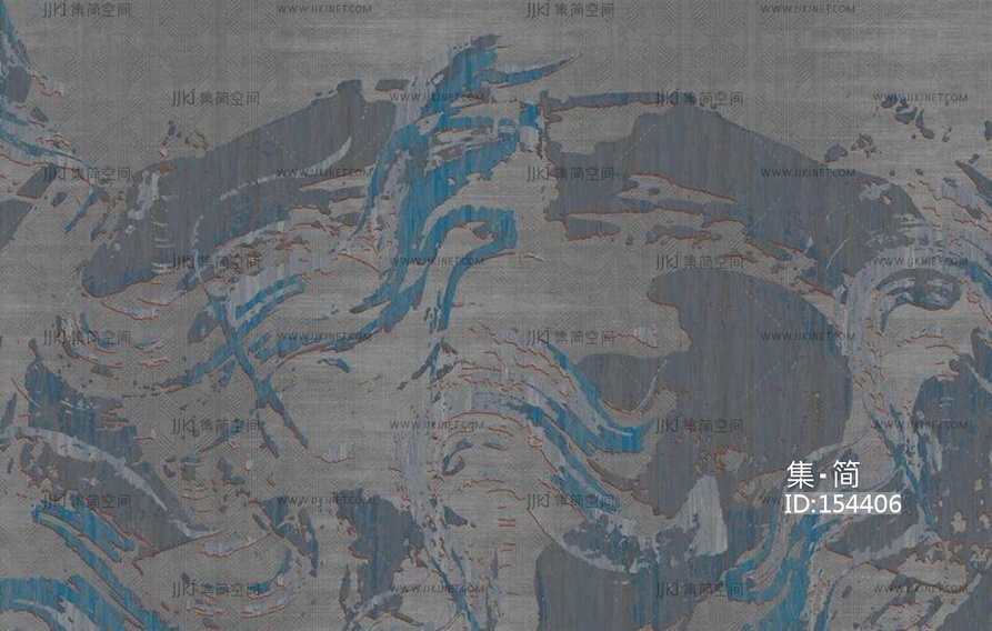 新中式抽象地毯流水水纹形状地毯抽象地毯 (7)