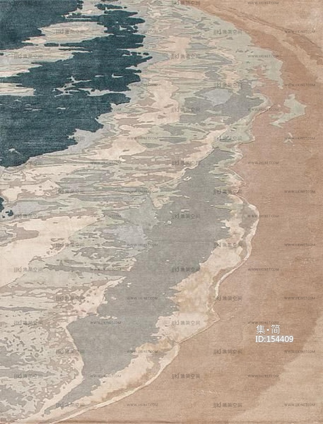 新中式抽象地毯流水水纹形状地毯抽象地毯 (10)