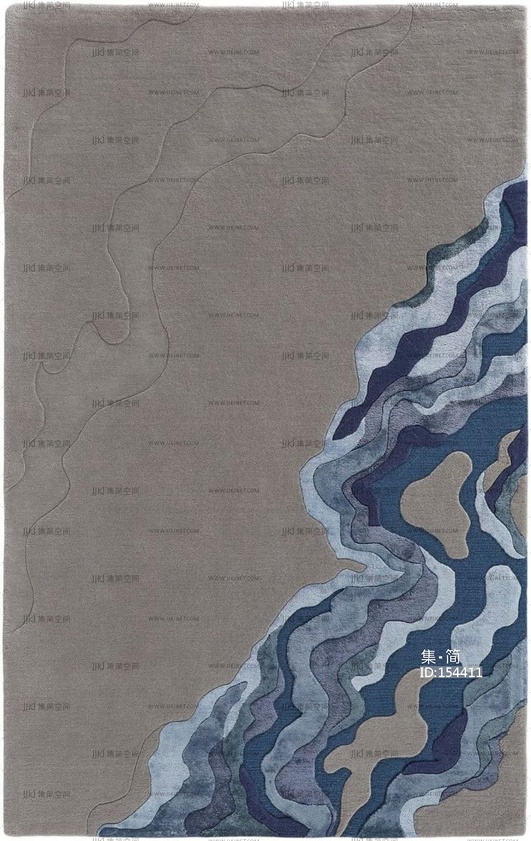 新中式抽象地毯流水水纹形状地毯抽象地毯 (12)