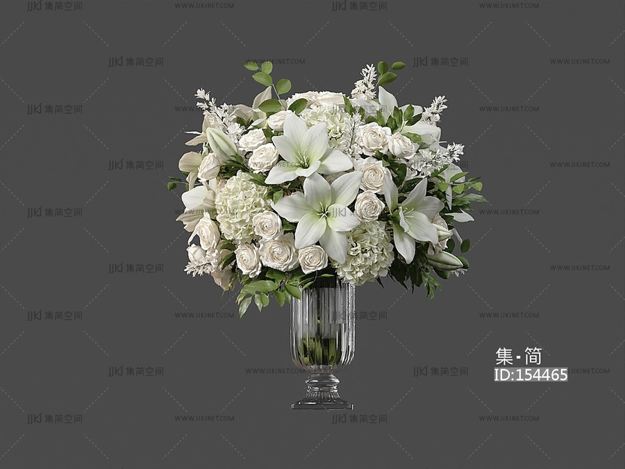 欧式花瓶花艺3d模型