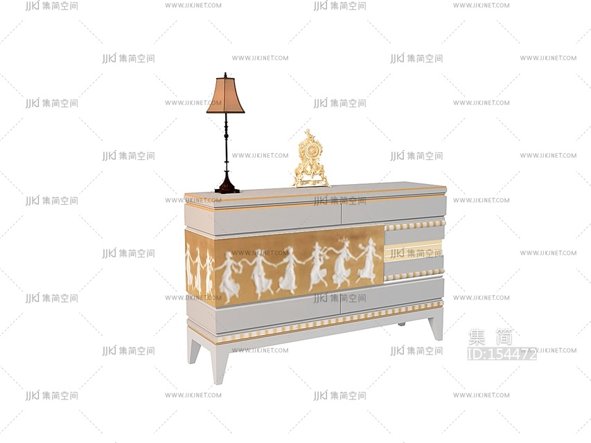 法式玄关柜餐边柜装饰柜3d模型