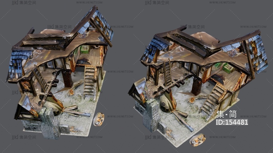 破坏的房屋模型 su草图模型