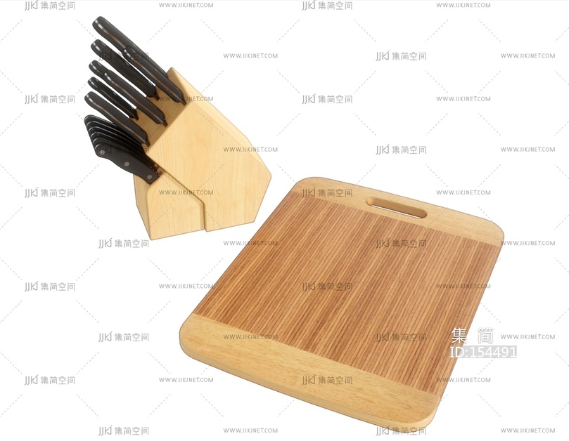 现代风格餐具_菜刀菜板_砧板_道具SU模型