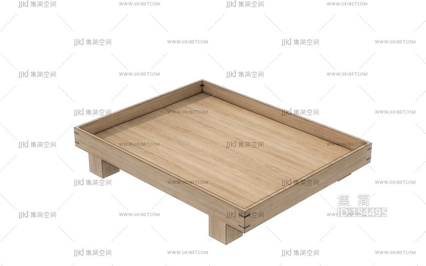 现代实木托盘_摆件竹木摆件SU模型