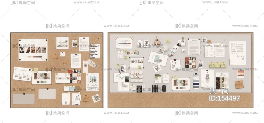 现代挂件_便签墙_便签_便利贴墙_便利贴SU模型