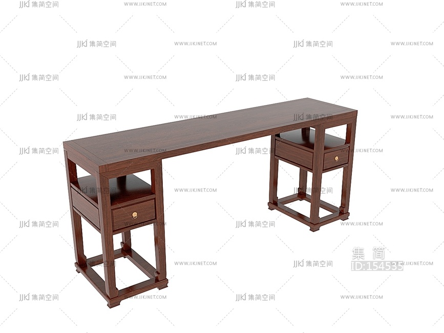 中式古典条案书桌条桌玄关柜SU模型