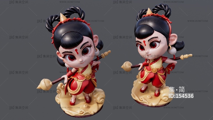 哪吒雕塑摆件 su草图模型