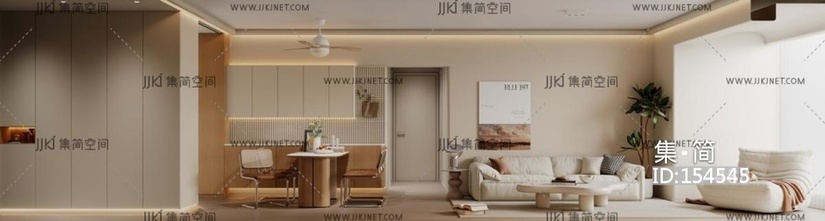 现代客餐厅SU模型