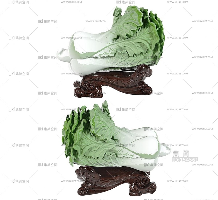 传统中式玉白菜摆设中式摆件3D模型