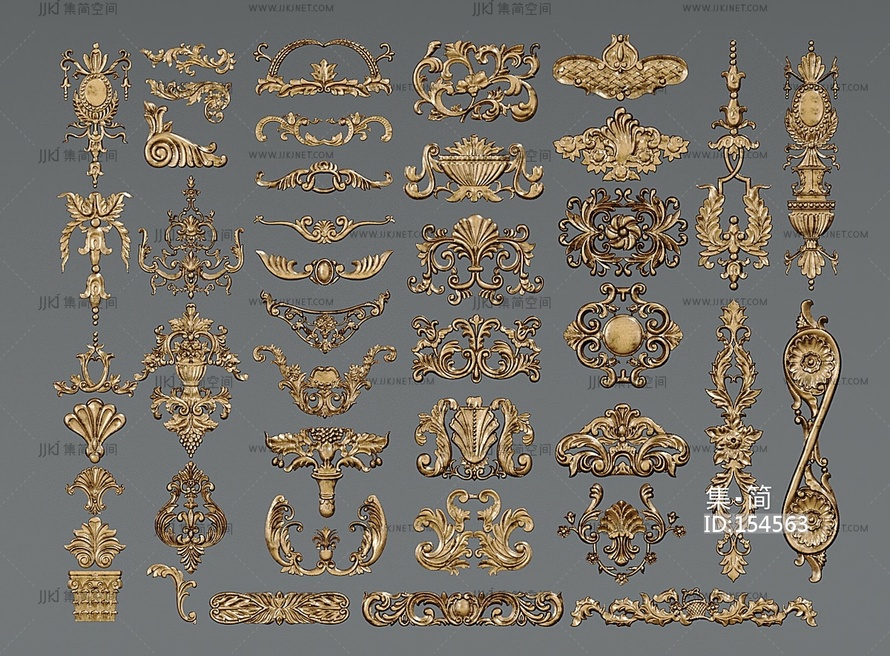 雕花_墙饰_金属构件_装饰_建筑构件3D模型