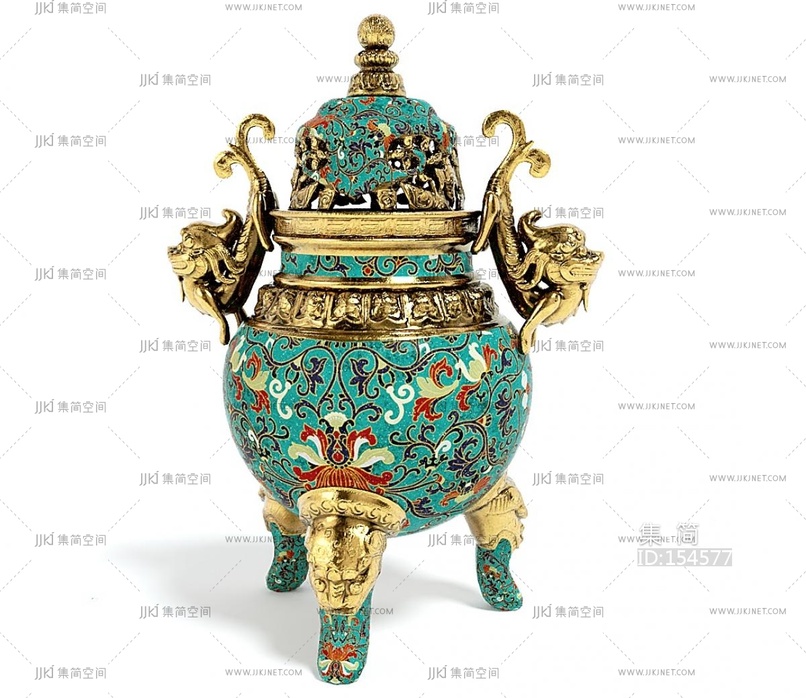 中式香炉古董摆件装饰品3D模型