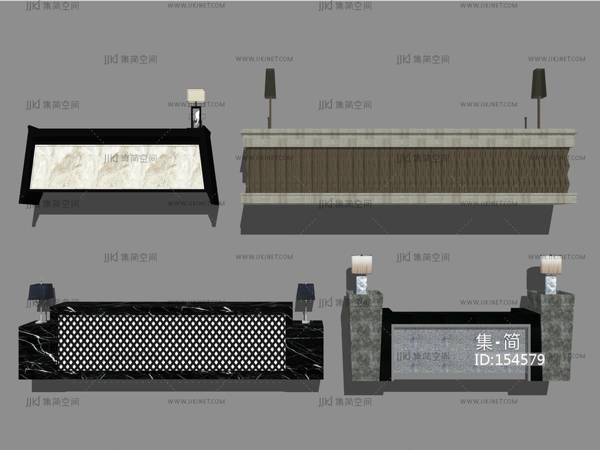 现代风格办公室前台 su草图模型
