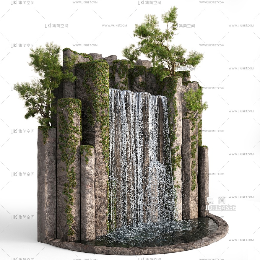 现代假山水景SU模型
