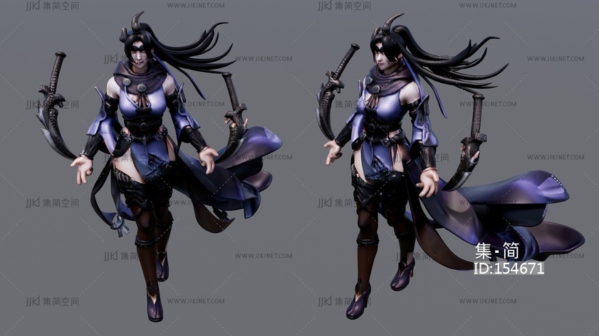 紫衣弯刀女侠 su草图模型