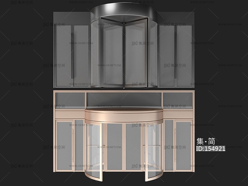现代旋转门，转门3d模型