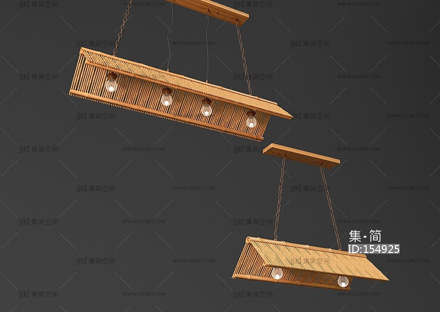 新中式吊灯竹竿吊灯竹子吊灯3D模型