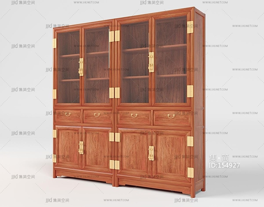 中式书柜中式古典书柜装饰柜3D模型