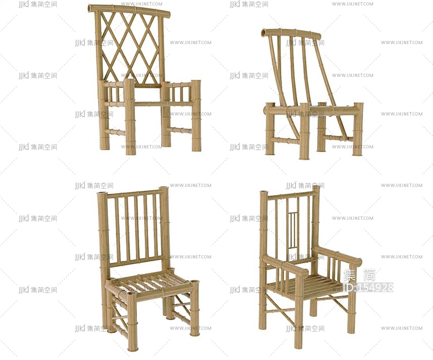 中式竹椅竹子竹木家具3D模型