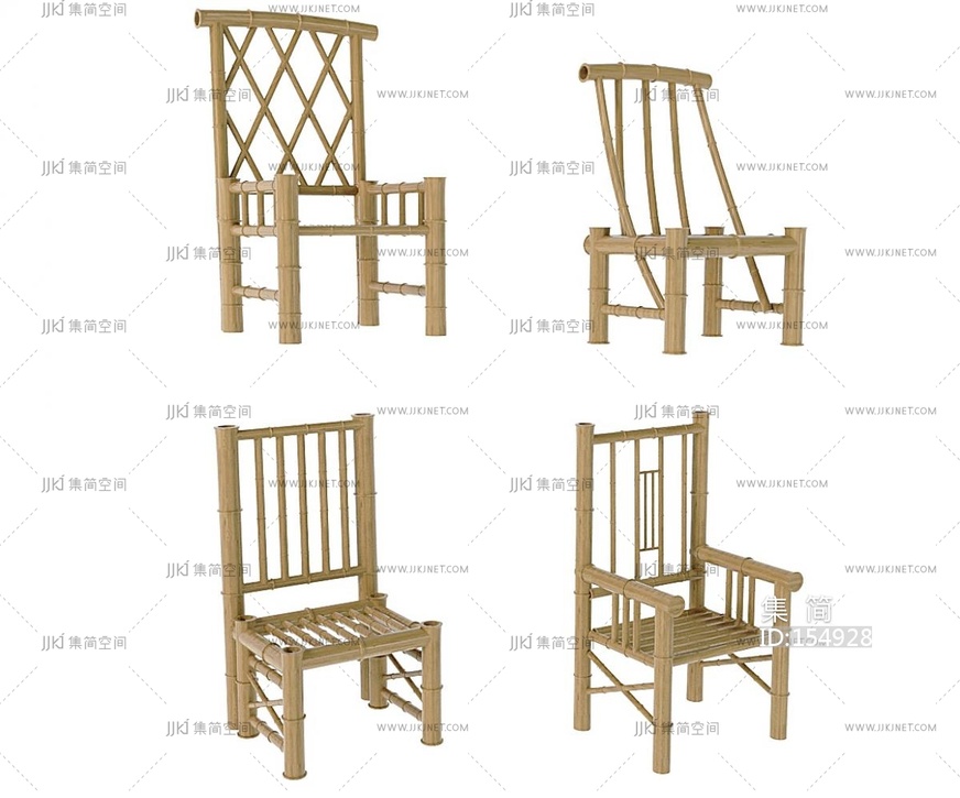 中式竹椅竹子竹木家具3D模型