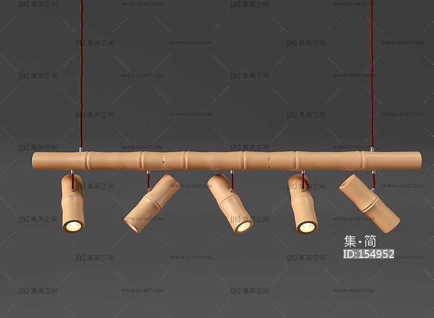 新中式竹筒吊灯竹子吊灯竹竿吊灯SU模型