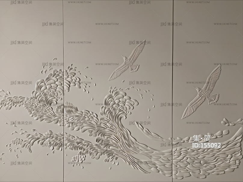 新中式现代硬包_米咖色浮雕硬包背_浮雕硬包_水化纹硬包_皮革硬包_硬包背景墙贴图