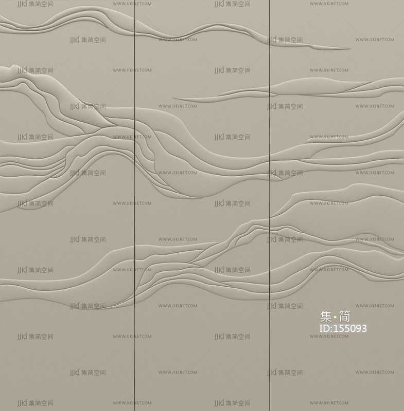 新中式杏子灰浮雕硬包背景墙贴图