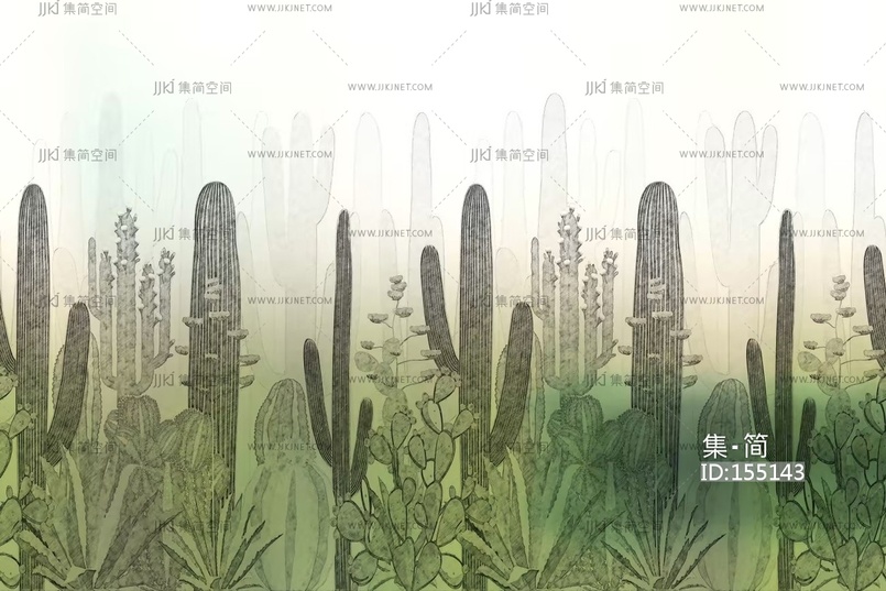 现代仙人掌植物图案瓷砖卫生间瓷砖画床头沙发背景画屏风画壁纸壁布卫生间瓷砖 (1)