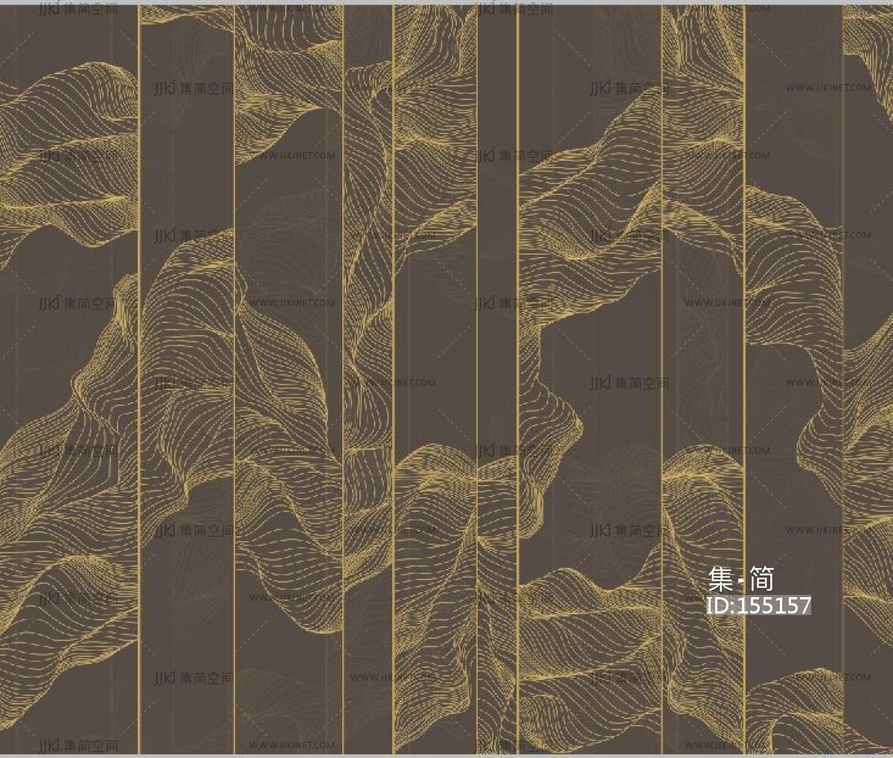 新中式抽象线条曲线床头沙发背景画屏风画壁纸壁布 (24)