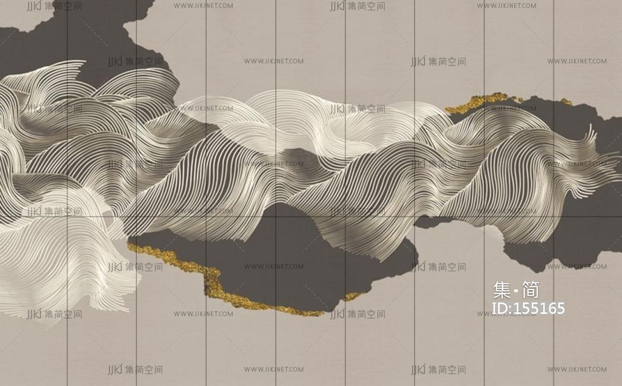 新中式床头沙发背景画屏风画壁纸壁布 (39)