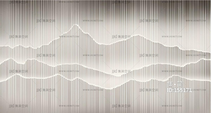 新中式山脉格栅山水床头沙发背景画屏风画壁纸壁布 (37)