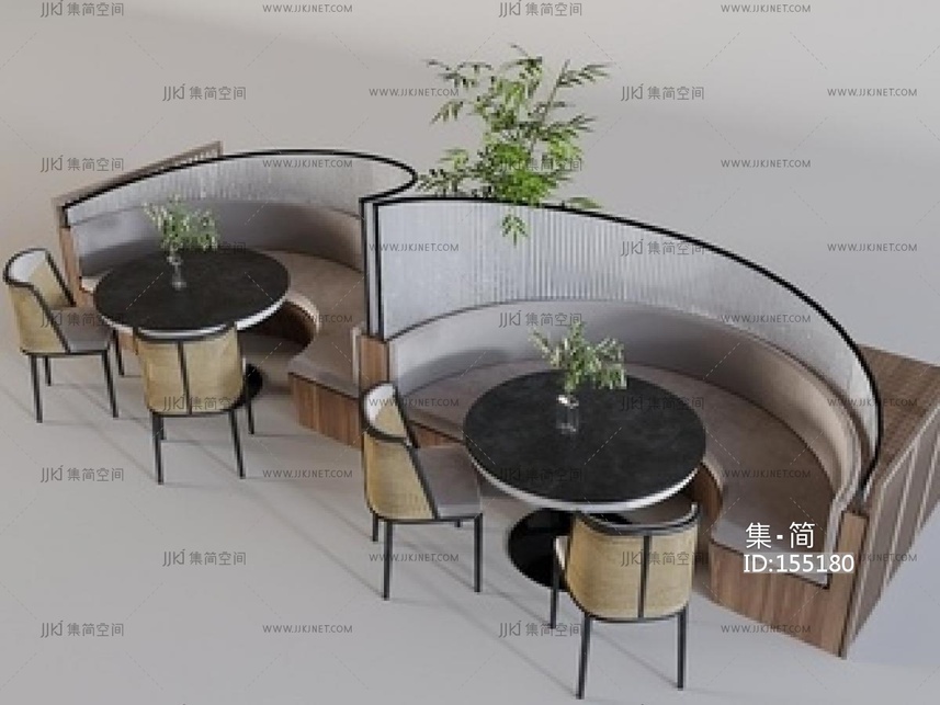 轻奢卡座沙发__酒吧卡座沙发_餐饮卡座沙发SU模型