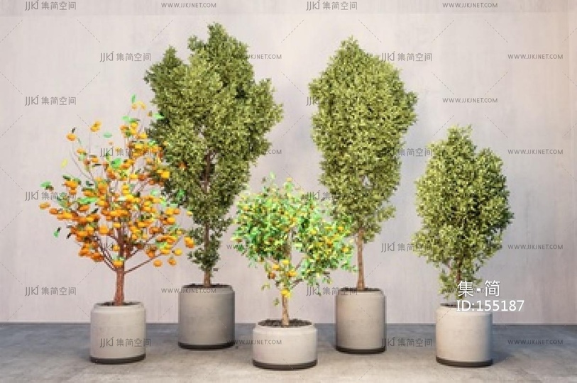 现代绿植盆栽盆景_室内盆景摆件组合SU模型