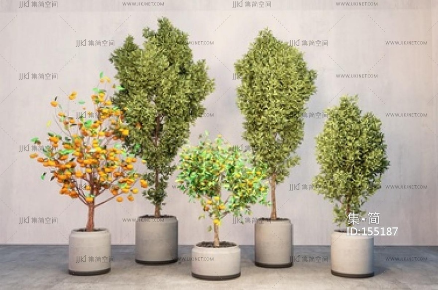 现代绿植盆栽盆景_室内盆景摆件组合SU模型